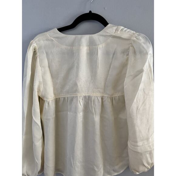 NWT Band Of The Free Cash Ivory Long Sleeve Satin Popover Blouse Size XS Boho - Picture 6 of 9